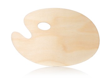 Photo of Empty wooden artist's palette isolated on white