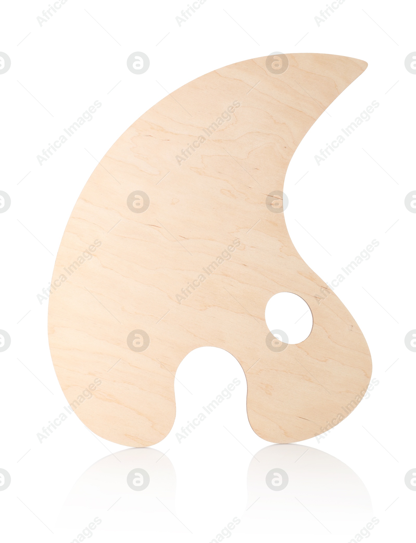 Photo of Empty wooden artist's palette isolated on white