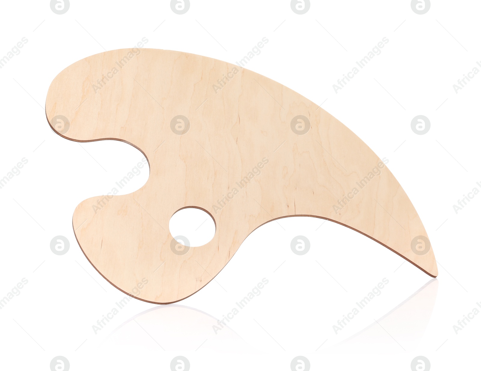 Photo of Empty wooden artist's palette isolated on white