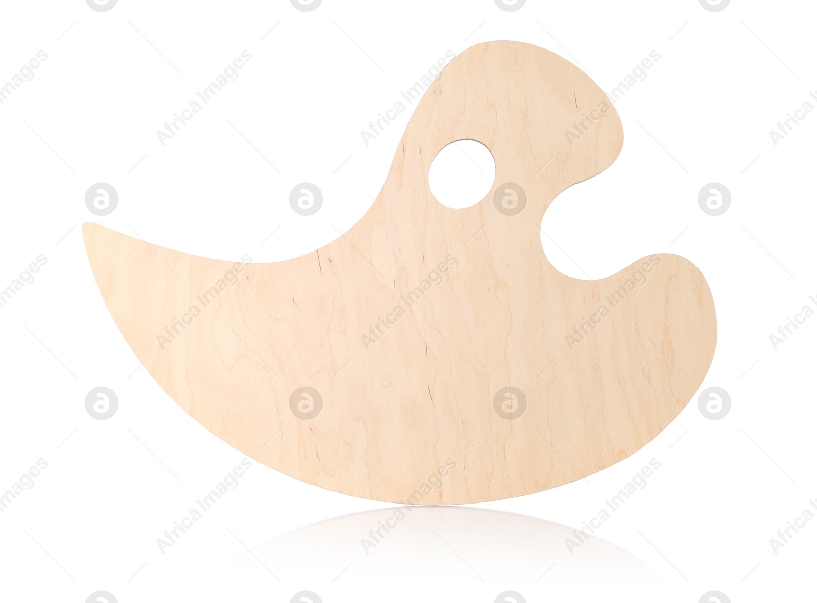 Photo of Empty wooden artist's palette isolated on white