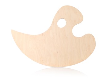 Photo of Empty wooden artist's palette isolated on white