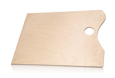 Photo of Empty wooden artist's palette isolated on white