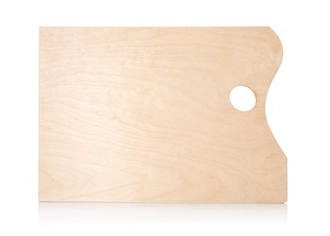 Photo of Empty wooden artist's palette isolated on white