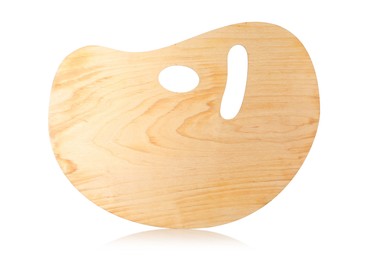 Photo of Empty wooden artist's palette isolated on white