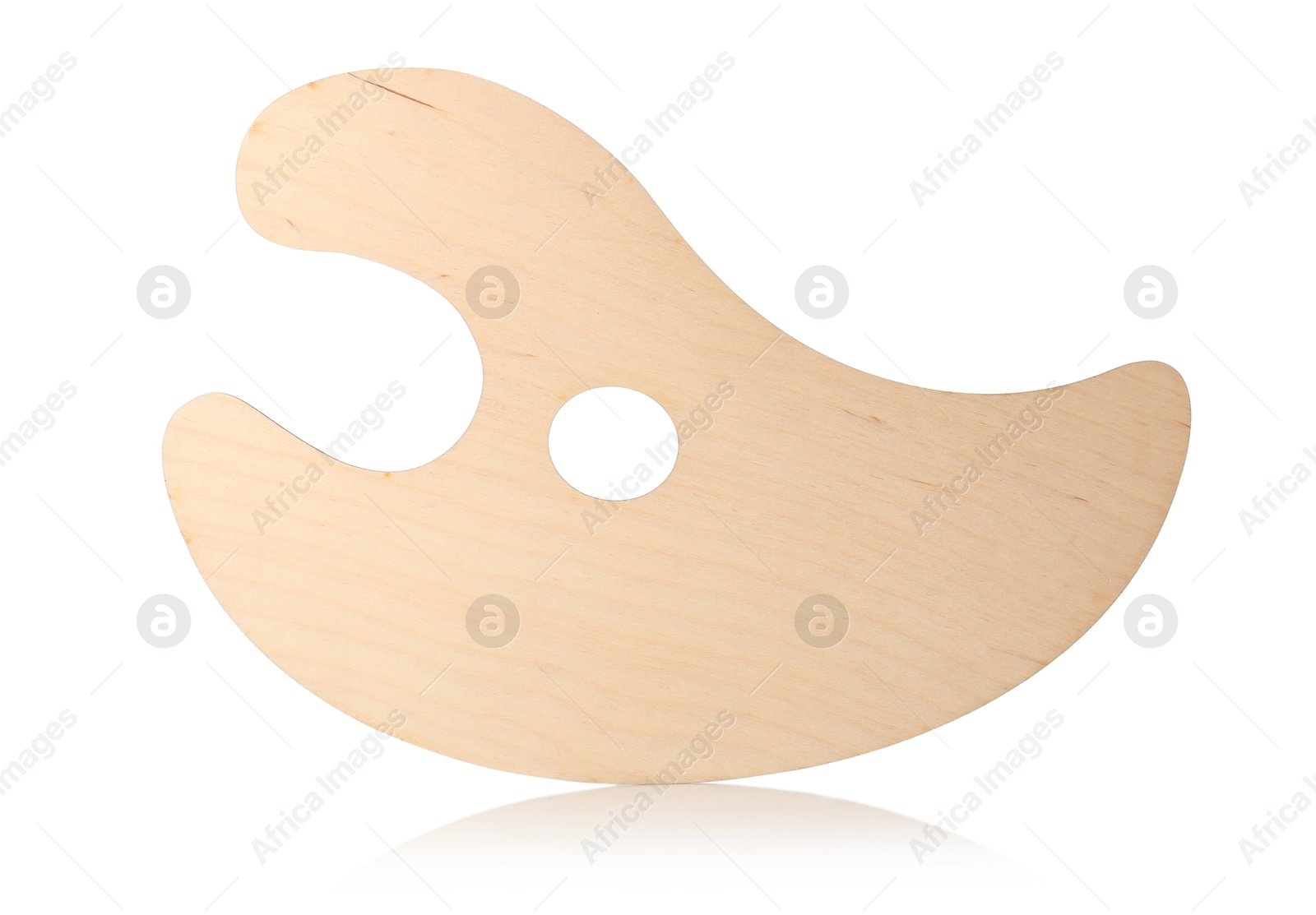 Photo of Empty wooden artist's palette isolated on white