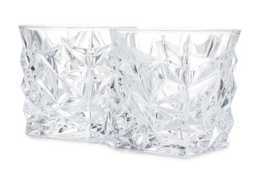 Photo of Two empty clean glasses isolated on white