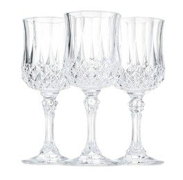 Photo of Three empty clean glasses isolated on white