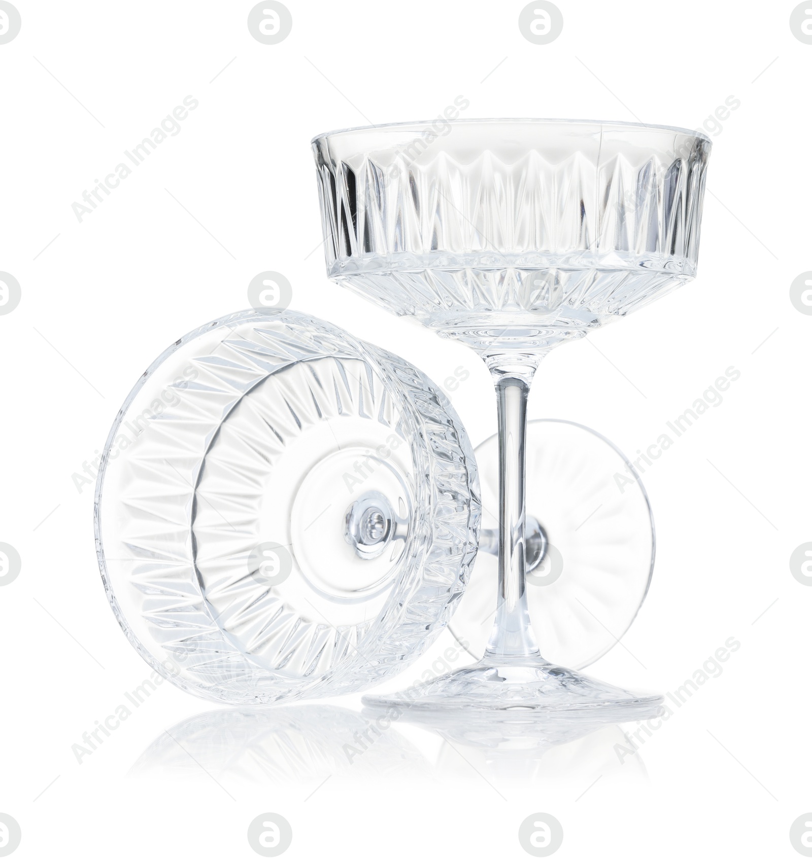 Photo of Two empty clean glasses isolated on white
