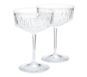 Photo of Two empty clean glasses isolated on white