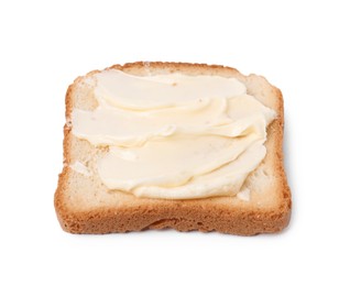 Photo of Tasty toast bread with butter isolated on white