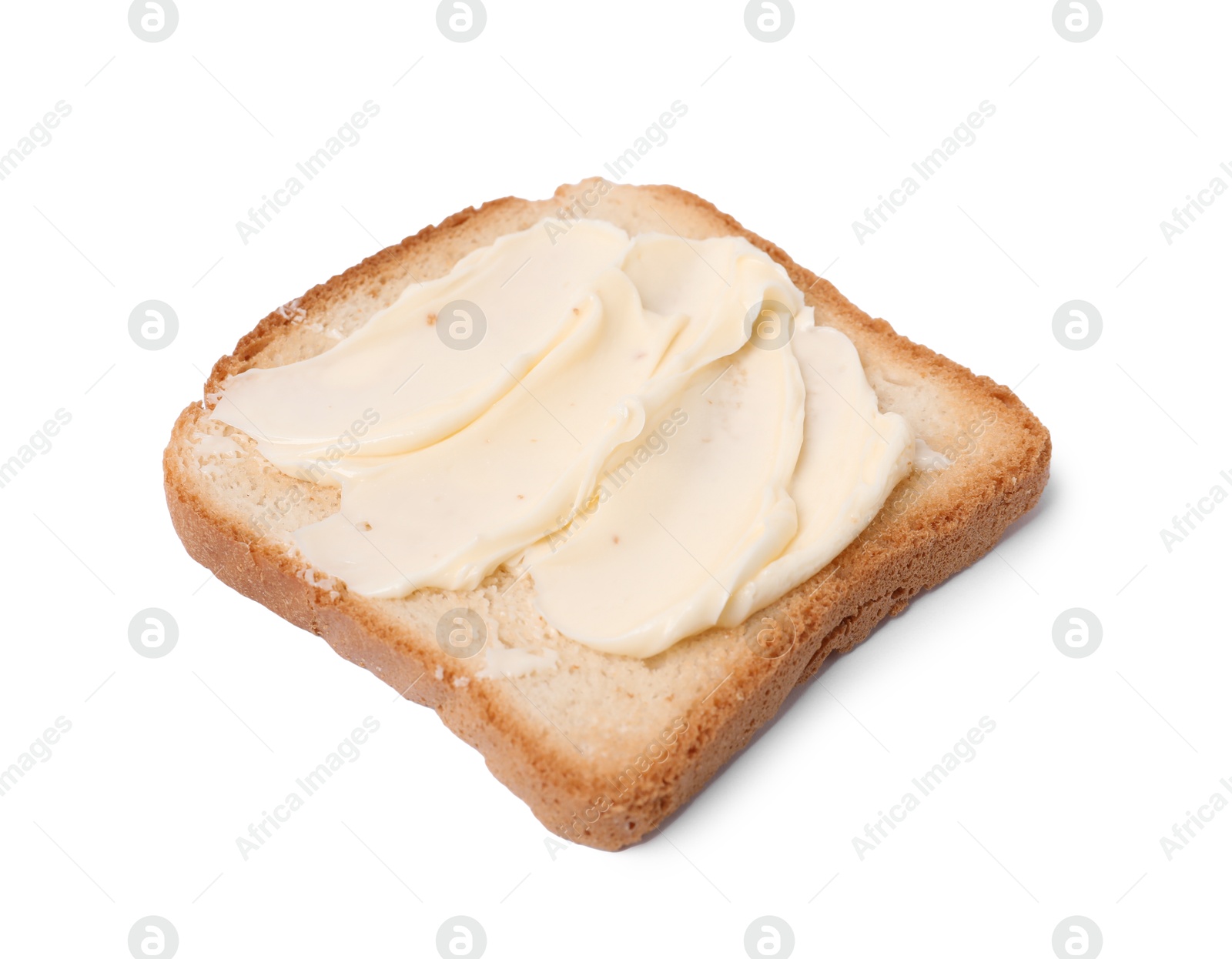 Tasty toast bread with butter isolated on white Photo of Tasty toast bread with butter isolated on white