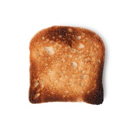 Photo of One piece of toast bread isolated on white, top view