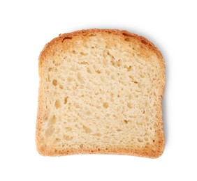 Photo of One piece of fresh toast bread isolated on white, top view