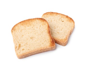 Photo of Two pieces of fresh toast bread isolated on white