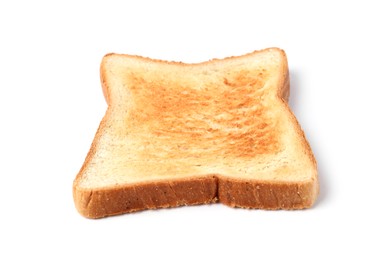 Photo of Slice of tasty toasted bread isolated on white