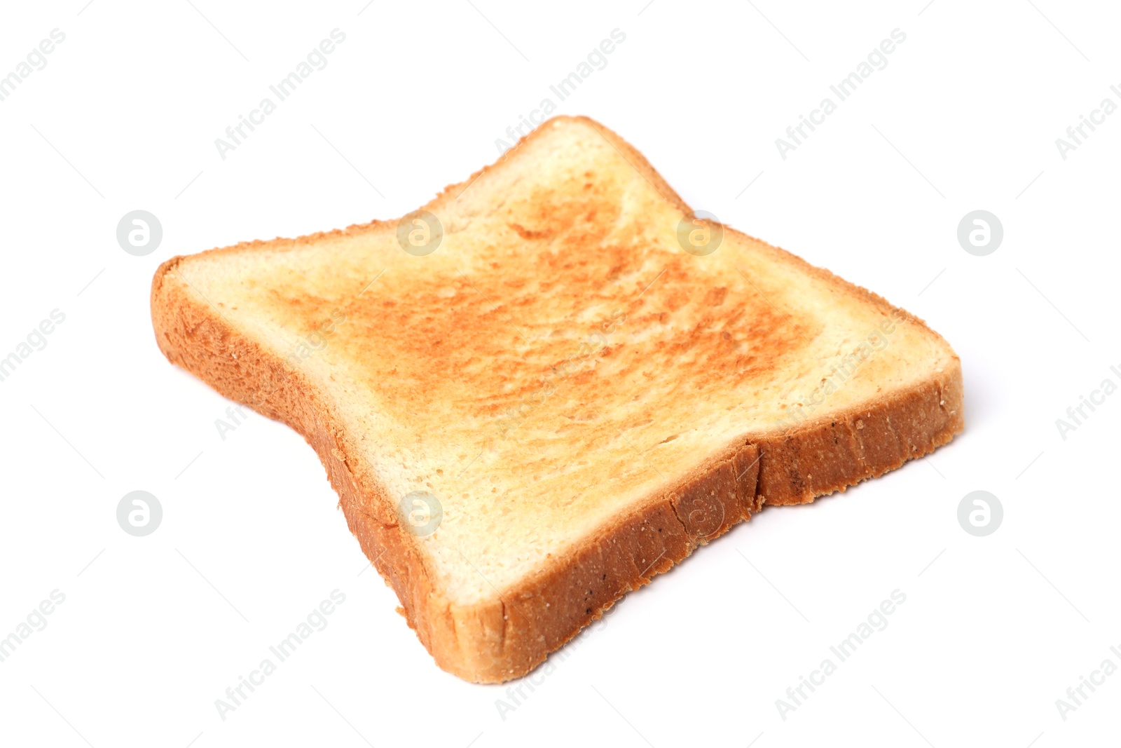 Slice of tasty toasted bread isolated on white Photo of Slice of tasty toasted bread isolated on white