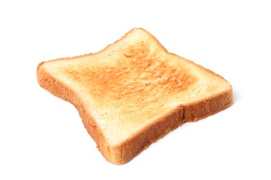 Photo of Slice of tasty toasted bread isolated on white