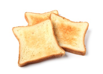Photo of Slices of tasty toasted bread isolated on white