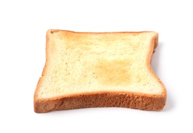Photo of Slice of tasty toasted bread isolated on white