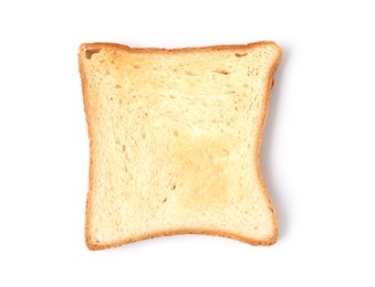 Photo of Slice of tasty toasted bread isolated on white, top view