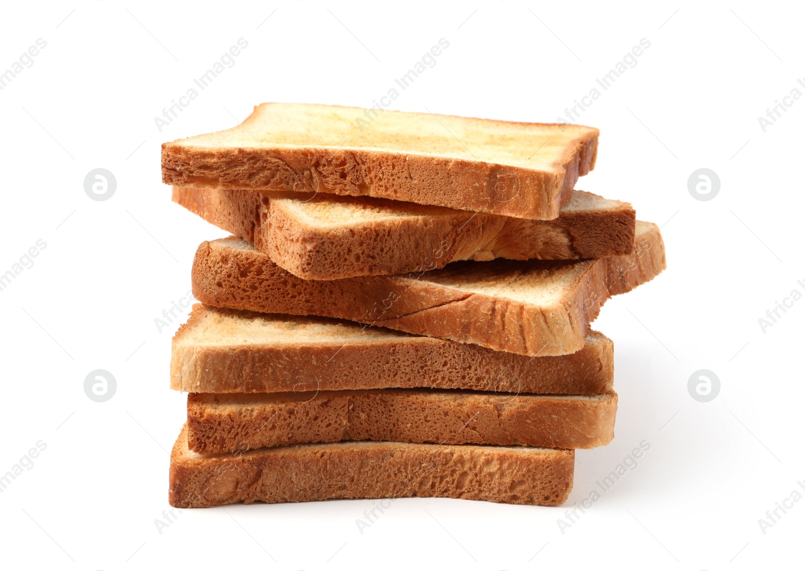 Slices of tasty toasted bread isolated on white Photo of Slices of tasty toasted bread isolated on white