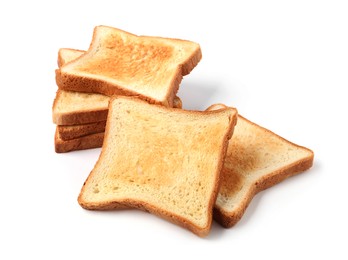 Photo of Slices of tasty toasted bread isolated on white