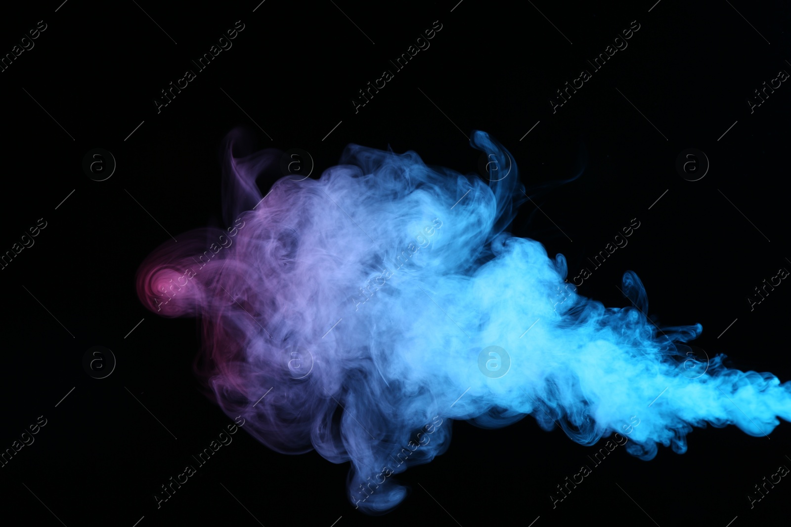 Beautiful smoke in neon lights on dark background Photo of Beautiful smoke in neon lights on dark background