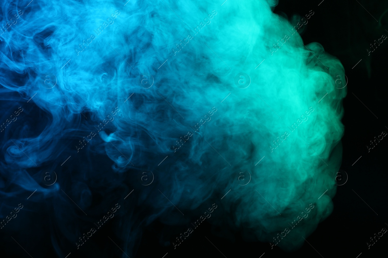 Beautiful smoke in neon lights on dark background Photo of Beautiful smoke in neon lights on dark background