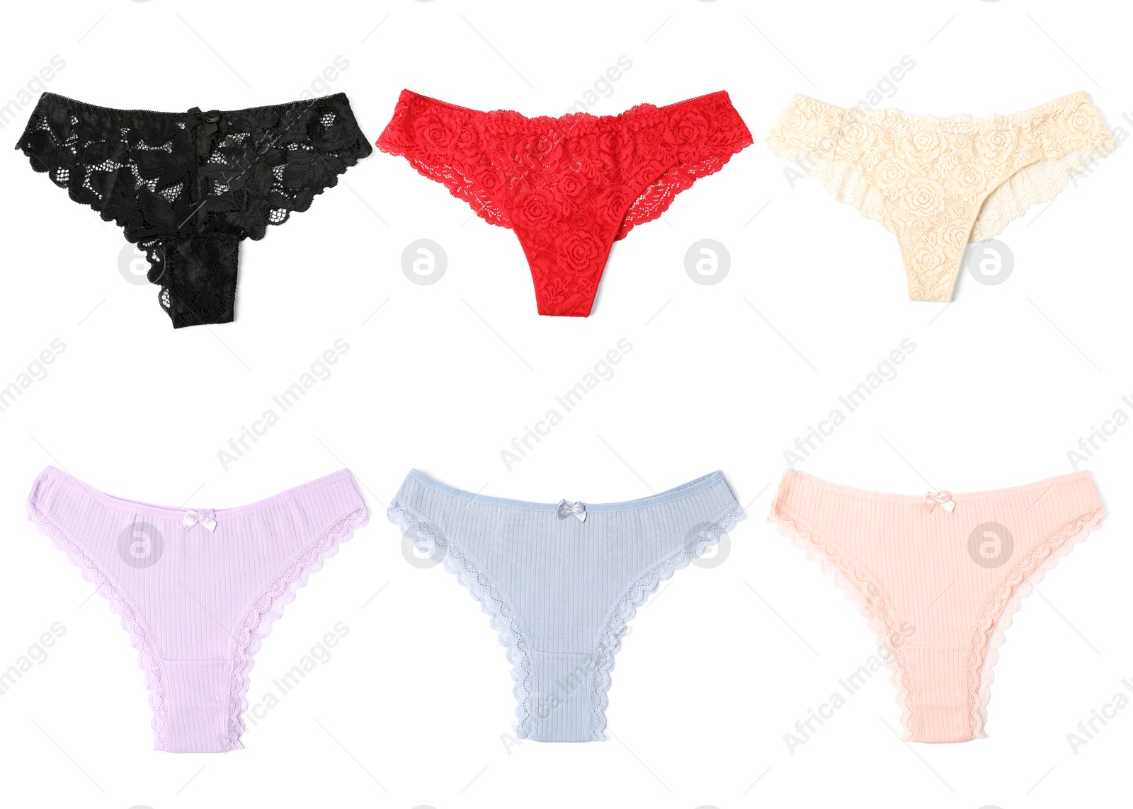Many different panties isolated on white, set Image of Many different panties isolated on white, set