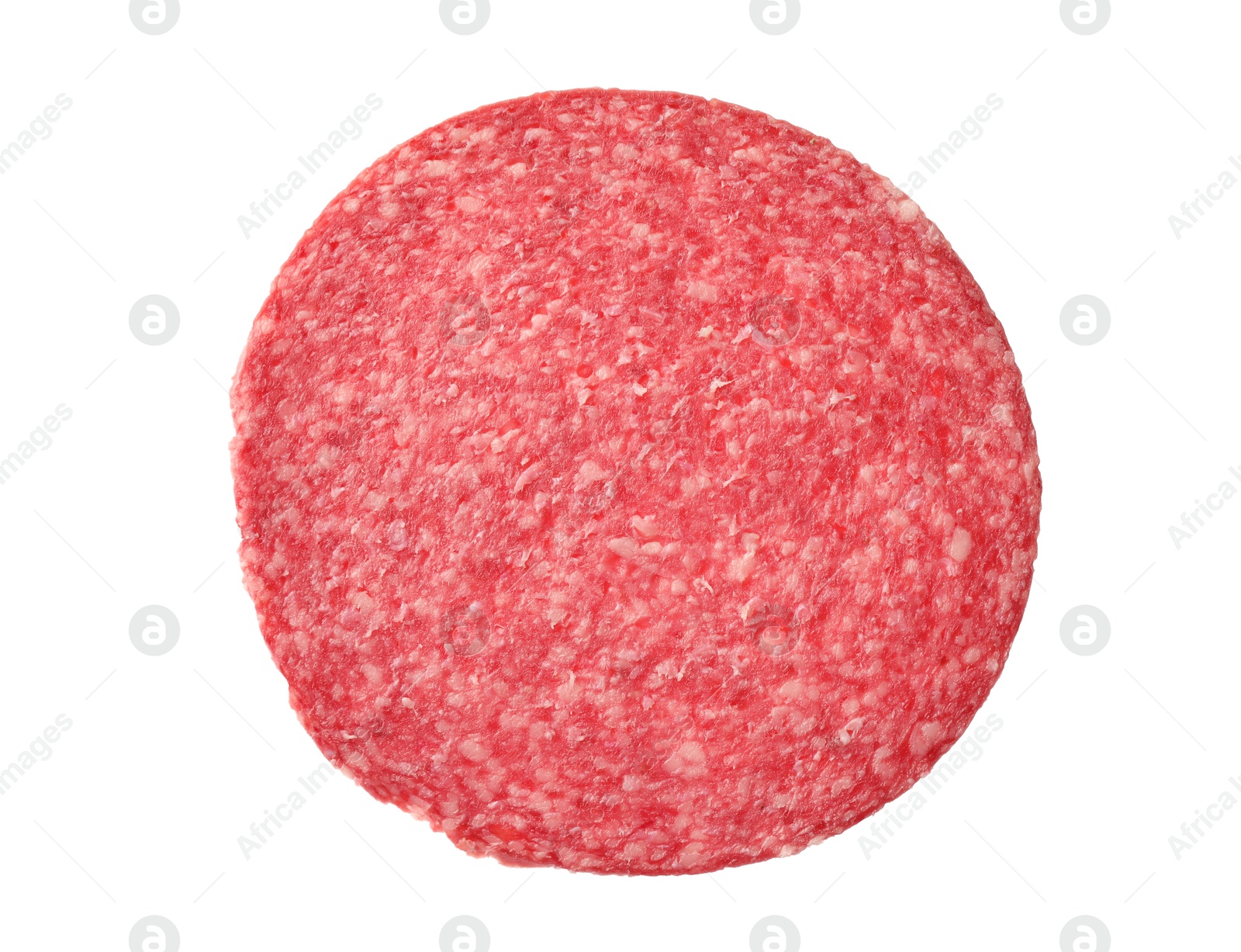 Slice of tasty smoked sausage isolated on white Photo of Slice of tasty smoked sausage isolated on white