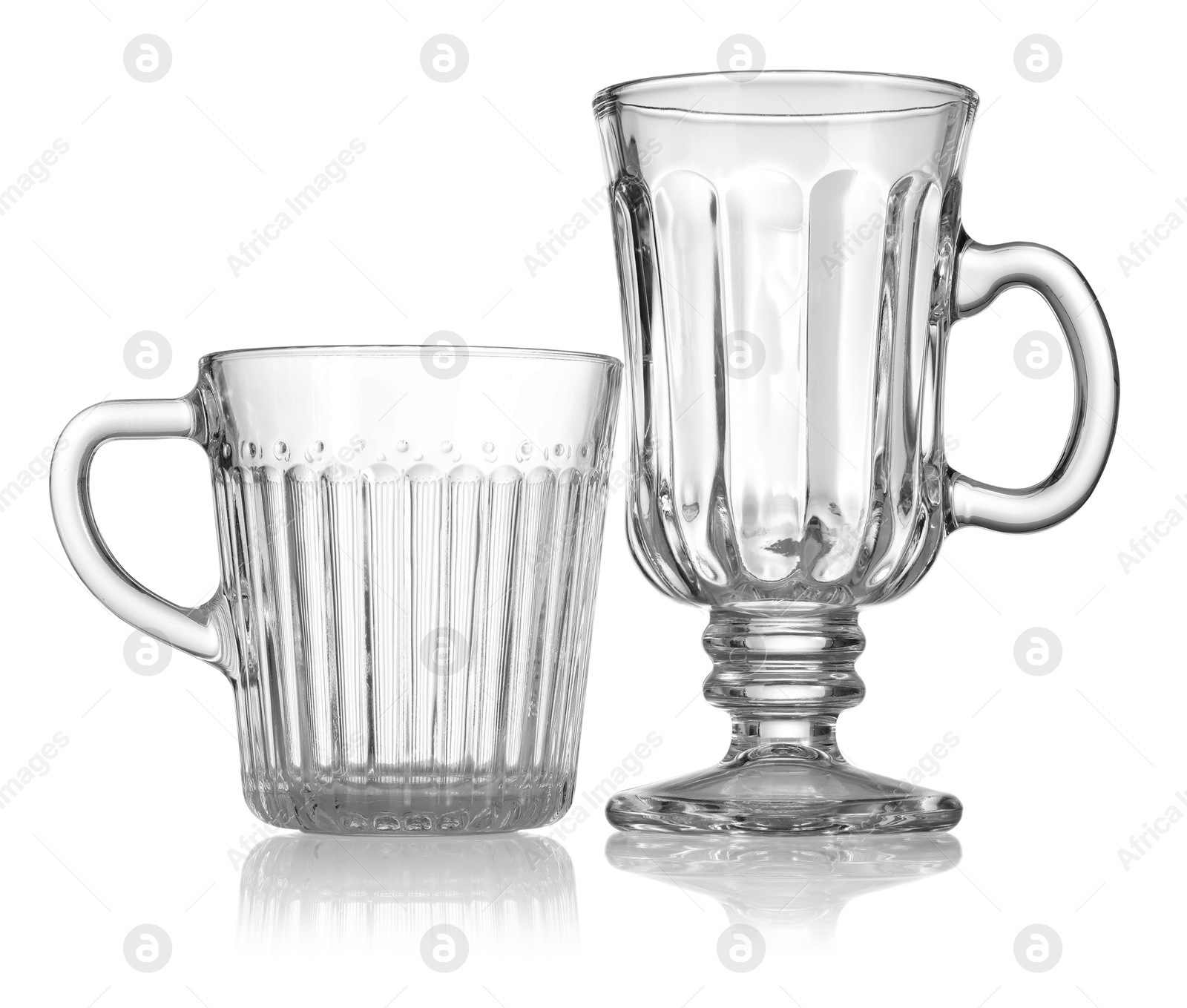 Different empty clean glasses isolated on white Photo of Different empty clean glasses isolated on white