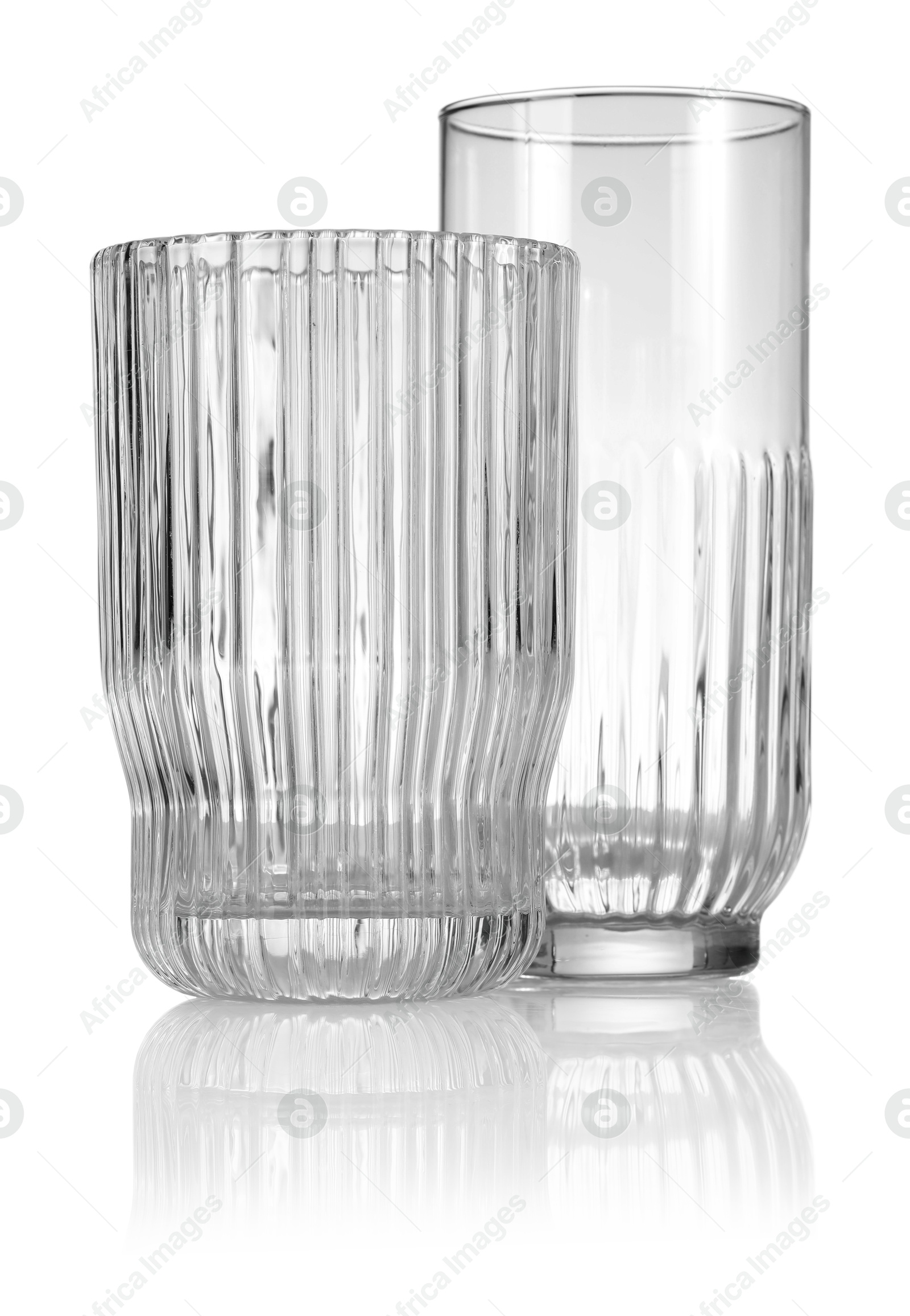 Different empty clean glasses isolated on white Photo of Different empty clean glasses isolated on white