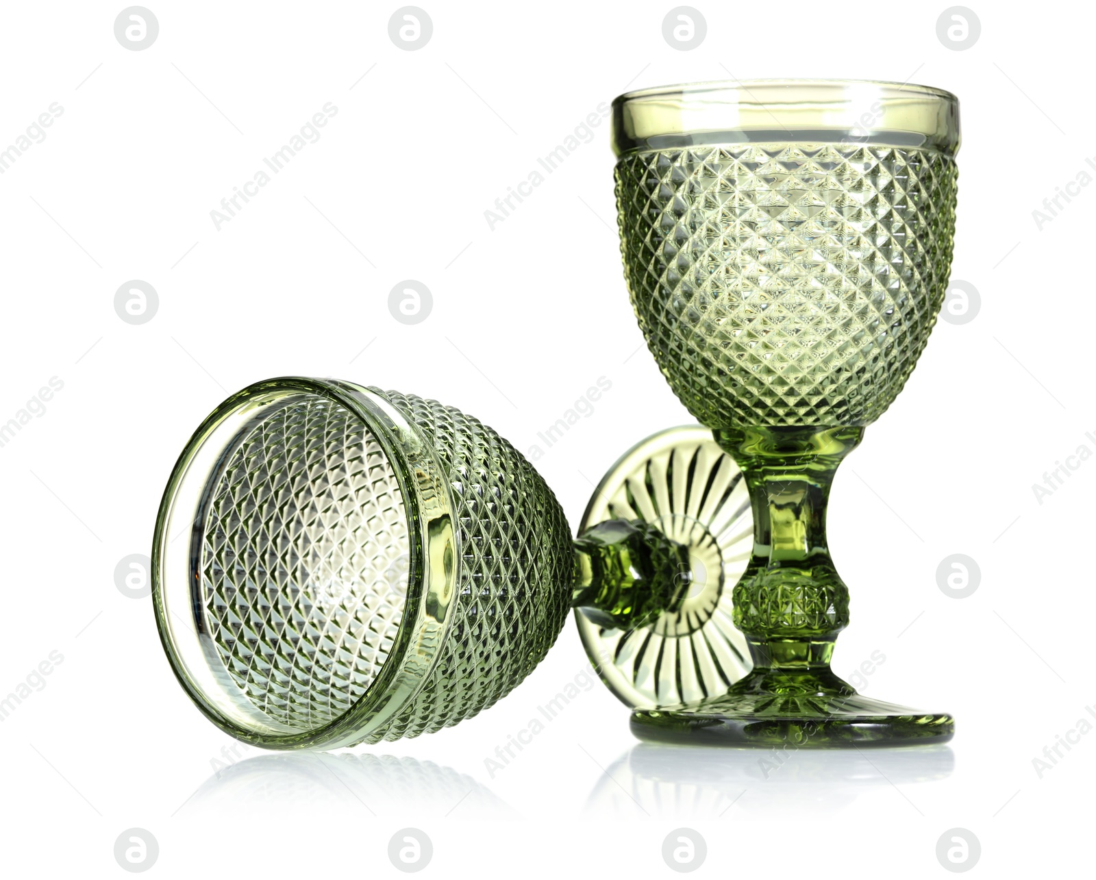 Two empty clean glasses isolated on white Photo of Two empty clean glasses isolated on white