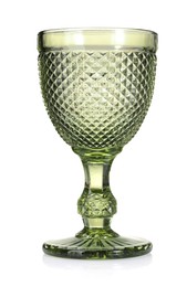 Photo of One empty clean glass isolated on white