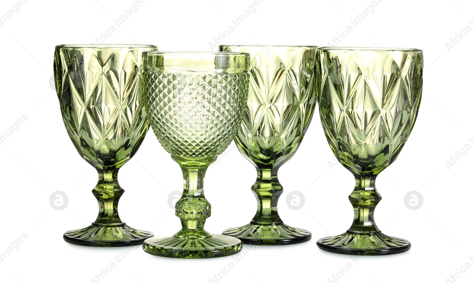 Many empty clean glasses isolated on white Photo of Many empty clean glasses isolated on white