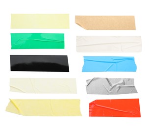 Image of Pieces of different adhesive tapes isolated on white, set