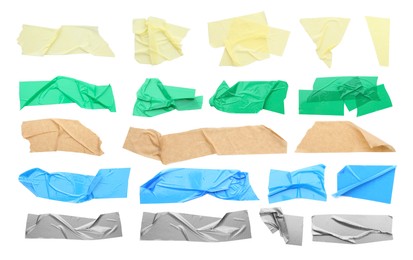 Image of Pieces of different adhesive tapes isolated on white, set