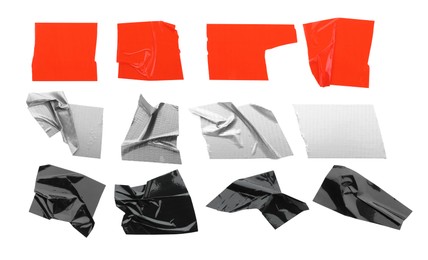 Image of Pieces of different adhesive tapes isolated on white, set