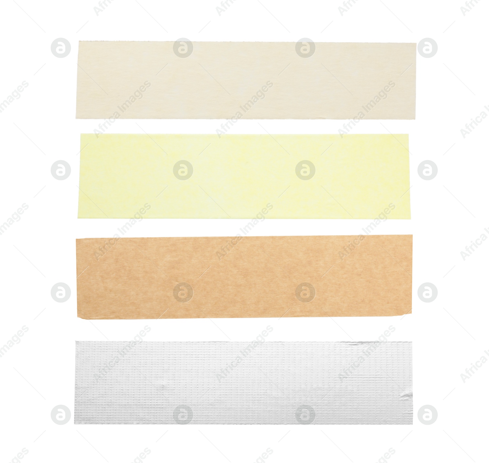 Pieces of different adhesive tapes isolated on white, set Image of Pieces of different adhesive tapes isolated on white, set