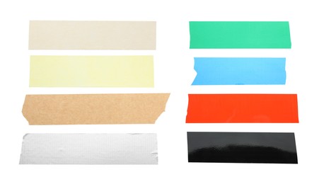 Image of Pieces of different adhesive tapes isolated on white, set