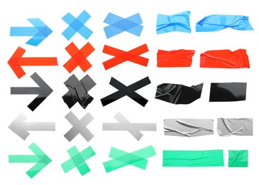 Image of Pieces of different adhesive tapes isolated on white, set