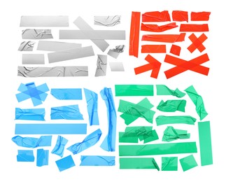Image of Pieces of different adhesive tapes isolated on white, set