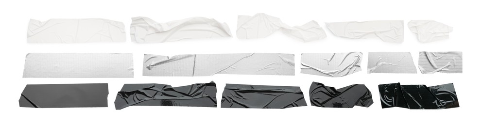 Image of Pieces of different adhesive tapes isolated on white, set