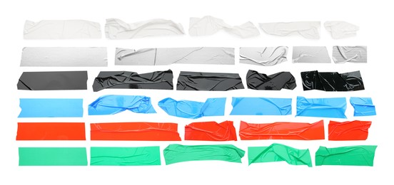 Image of Pieces of different adhesive tapes isolated on white, set