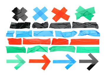 Image of Pieces of different adhesive tapes isolated on white, set