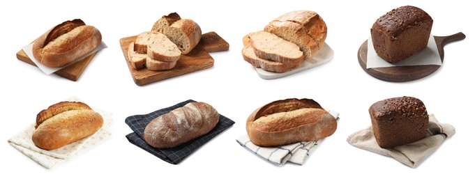 Image of Different types of bread isolated on white, set