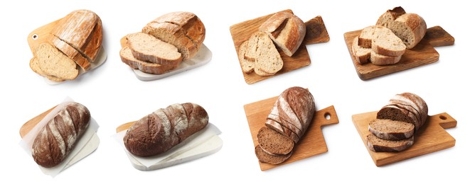 Image of Different types of bread isolated on white, set