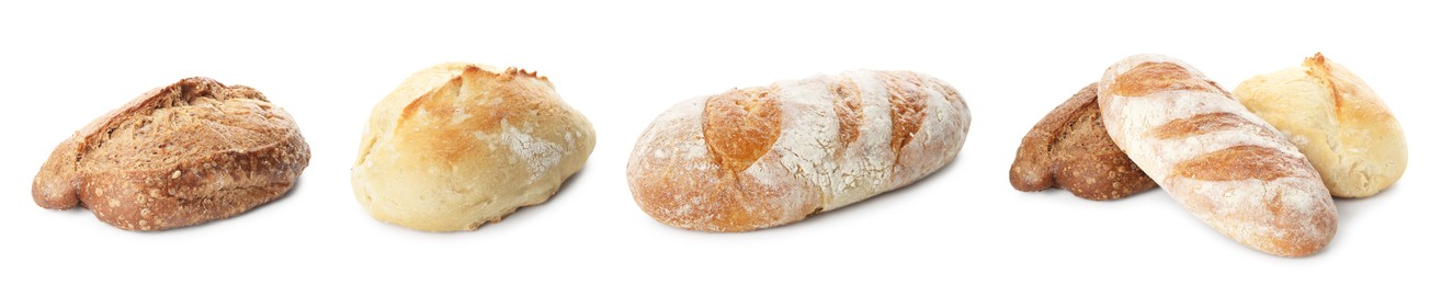 Image of Different types of bread isolated on white, set