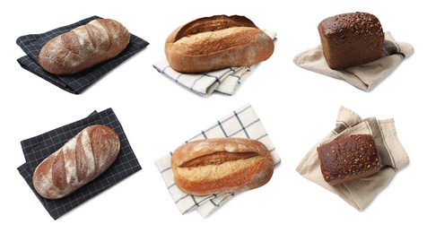Image of Different types of bread isolated on white, set