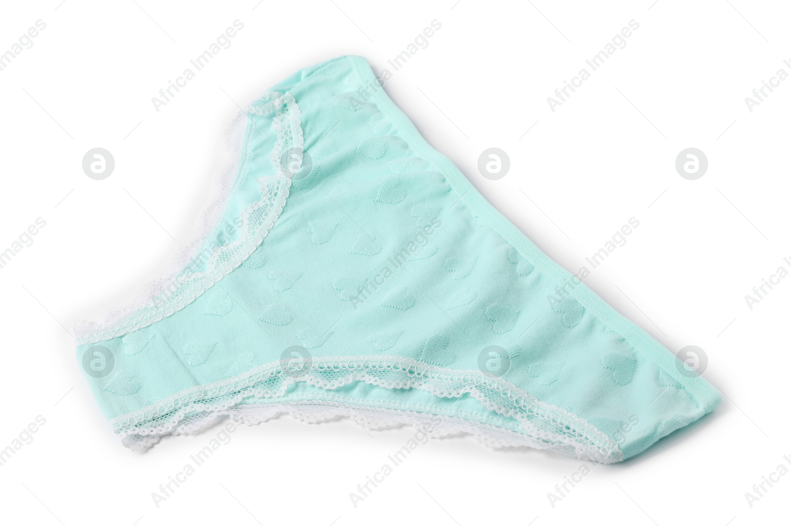 One beautiful mint panties isolated on white Photo of One beautiful mint panties isolated on white